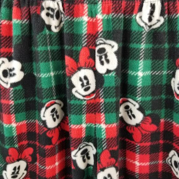 Disney Mickey Minnie Green Red Black Flannel Sweat Sleep Pajama Pants Medium - Picture 2 of 4